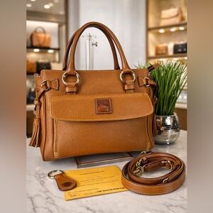 Dooney and‎ Bourke Caramel Tan Brown Pocket Satchel Hand Shoulder bag Set NWT